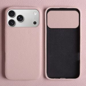 iPhone 18 Pro Max/17 Pro Max Deksel MagSafe Ekte Skinn – Rosa