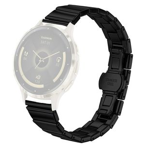 Garmin Forerunner 265S Rustfri Stål Urrem Sommerfuglespænde - Sort
