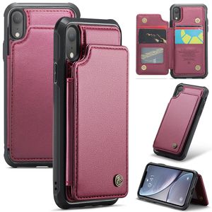 CASEME C22 Plånboksskal med RFID-blockerande för iPhone XR – Röd