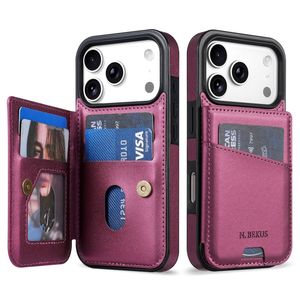 N.BEKUS iPhone 18 Pro/17 Pro Lompakkokuori RFID-suojauksella - Tummanvioletti
