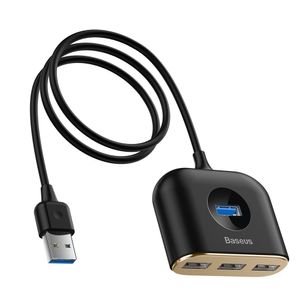 Baseus Square USB-hub USB-A til 4 porter – svart (1 m)