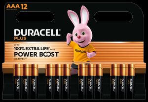 Duracell Plus Power Boost AAA-batteri MN2400/LR03 12-pakning