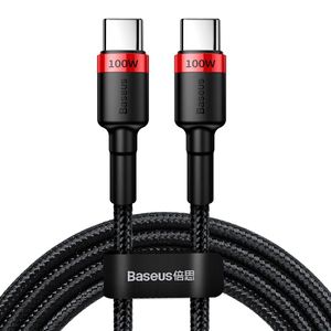 Baseus CATKLF-AL91 USB-C til USB-C PD QC kabel 100W 2m – sort/rød