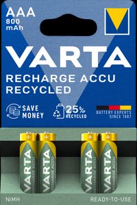 VARTA Recharge Accu Kierrätetty AAA-akku 800mAh, 4 kpl