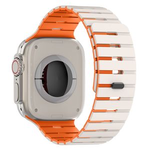 Apple Watch 49/46/44/42mm Kaksivärinen silikoni kellonranneke - Valkoinen/oranssi