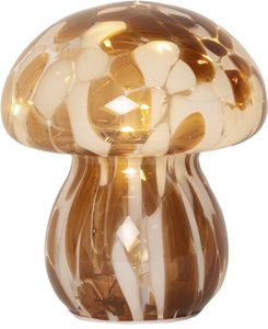 Batteridriven Brun Glasdekoration Funghi svamp 15cm LED