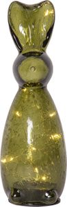 Batteridrevet grøn glasdekoration Harry Green kanin 25 cm LED