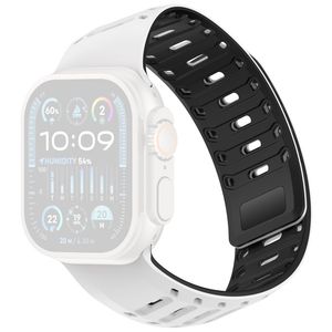 Apple Watch 49/46/44/42mm Klockarmband i Silikon Magnetisk - Vit/Svart
