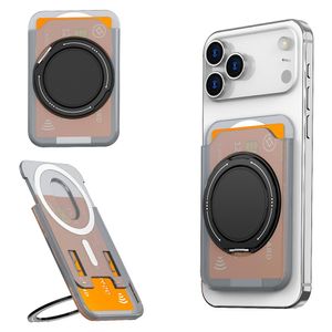 Magnetisk kortholder til mobiltelefon med ringstativ - gjennomsiktig grå