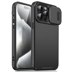 iPhone 16 Pro Max Case Sliding Camera Cover PC+TPU – Black