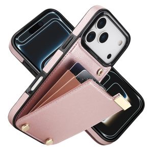 iPhone 18 Pro Max/17 Pro Max Deksel Kortholder TPU PU-lær - Rose gull