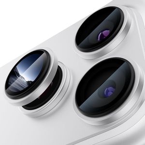 iPhone 18 Pro Linsskydd Härdat Glas Metallring - Silver