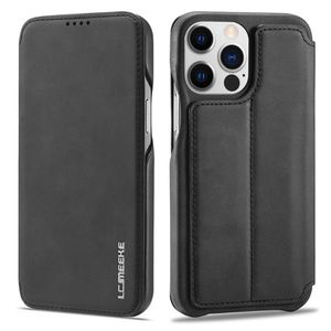 LC.IMEEKE iPhone 15 Pro Wallet Cover Stand Card Holder - Black