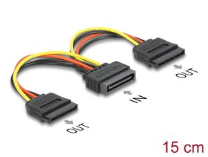 Delock Virtakaapeli SATA 15-nastainen - 2 x SATA-kiintolevy – suora
