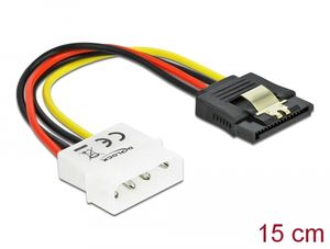 Delock strømkabel SATA HDD til Molex 4-pinners hann med metallklips - rett