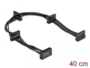 Delock Strømkabel SATA 15-bens stik til 4 x SATA 15-bens hunstik 40cm - Sort