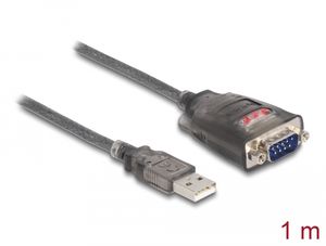 Delock Adapter USB-A til seriel RS-232 D-Sub 9-bens han med møtrikker med 3x LED 1m
