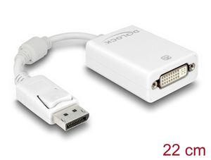 Delock-sovitin DisplayPort 1.1 uros - DVI naaras passiivinen - valkoinen