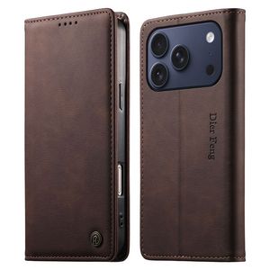 DIERFENG iPhone 18 Pro/17 Pro Lommeboketui RFID-blokkerende - Mørk brun