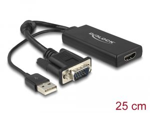 Delock VGA til HDMI-adapter med lyd - svart