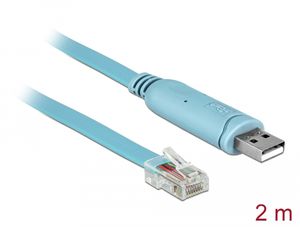 Delock Adapter USB-A 2.0 hane till 1 x Seriell RS-232 RJ45 hane 2m - Blå