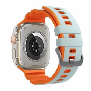 Apple Watch 49/46/44/42mm Tvåfärgat Klockarmband Silikon - Grå/Orange