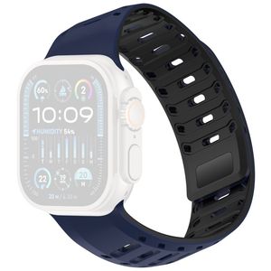Apple Watch 49/46/44/42mm Klockarmband i Silikon Magnetisk - Blå/Svart