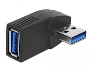 Delock-sovitin USB 3.0 uros-naaras - 90° vaakasuora, musta