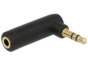 Delock adapter ljud stereo jack 3,5 mm 3-polig hane till hona vinklad – svart