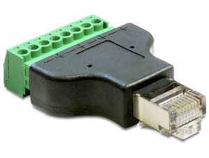 Delock-adapter RJ45 hann til terminalblokk 8-pinners 2-veis - 3,5 mm