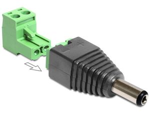 Delock adapter DC 5,5 x 2,1 mm han til terminalblok 2-benet 2-delt