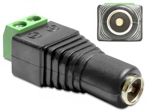 Delock adapter 5,5 x 2,5 mm hun-til 2-bens terminalblok – sort/grøn