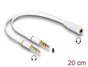 Delock Headset-splitter 3,5 mm jack hunn til 2x 3,5 mm jack hann - hvit