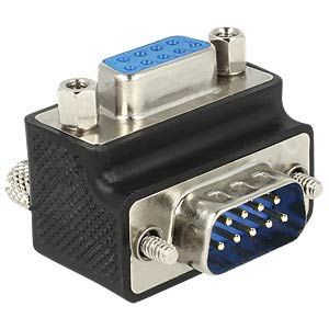 Delock D-Sub 9-nastainen sovitin uros-naaras, 270° kulma – musta