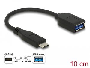 Delock USB 10 Gbps koaksialkabel USB-C hann til USB-A hunn 10 cm