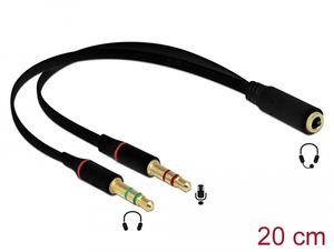 Delock Headset-lydadapter/splitter 3,5 mm AUX hunn til 2x hann - svart