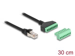 Delock RJ45 till terminalplint Cat.6 nätverkskabel – svart / grön 30 cm