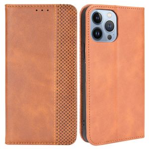 Retro Texture Wallet Cover for iPhone 14 cover - Brown