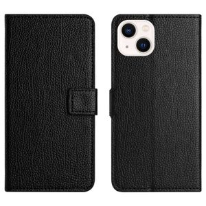 IPhone 14 Litchi wallet cover - Black