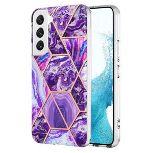 YB IMD Samsung Galaxy S23 case in marble with a squared plate - Dark purple