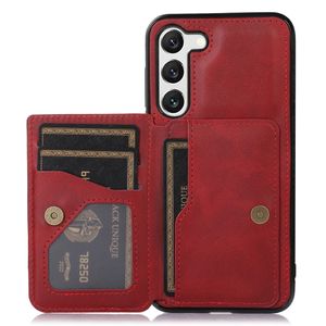 Magnetic Samsung Galaxy S23 case with a wallet and a stand - Red