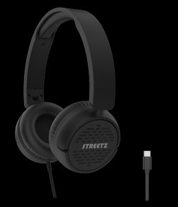 Streetz HC210 -kuulokkeet, mikrofoni, äänenvoimakkuuden säätö, USB-C - musta