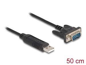 Delock USB 2.0 - sarjaliitäntä RS-232 -sovitin, D-Sub 9 uros, 0,5 m FTDI