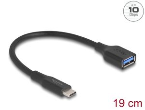 Delock USB 10 Gbps Adapter USB-C han til USB-A hun 19cm 60 W QC 3.0 - Sort