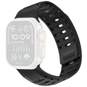 Apple Watch 49/46/44/42mm Klockarmband i Silikon Magnetisk - Svart