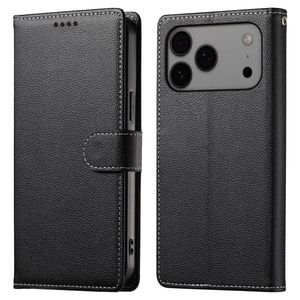 iPhone 18 Pro Max/17 Pro Max PU-skinnlommebokdeksel – svart
