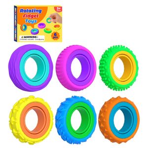Sensoriska silikonringar för barn – stresslindrande fingerleksak, 6-pack 