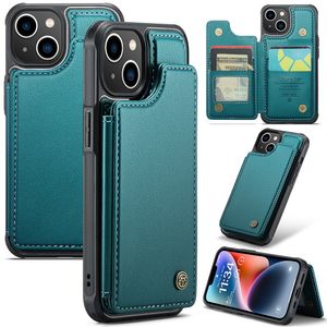 CASEME iPhone 14 C22 Pungcover RFID-blokerende Kortholder – Grøn