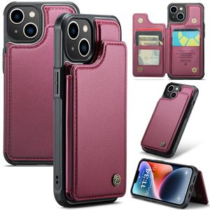 CASEME C22 iPhone 14 RFID-blokerende Cover Kortholder - Rød