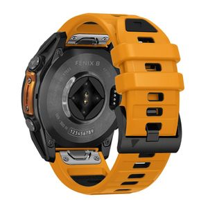 Garmin Fenix 8/Fenix E/Quatix 7 Pro osv. Urrem Silikone – Orange/Sort